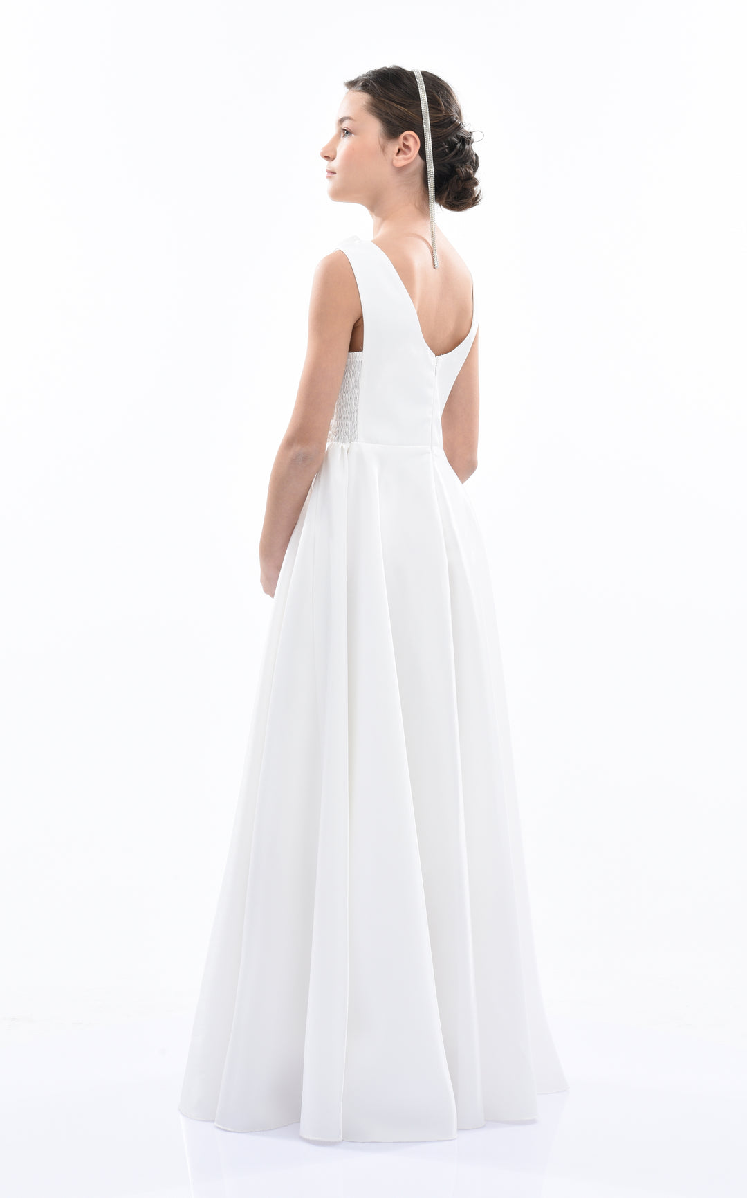 White Lenelle Rose Applique Gown