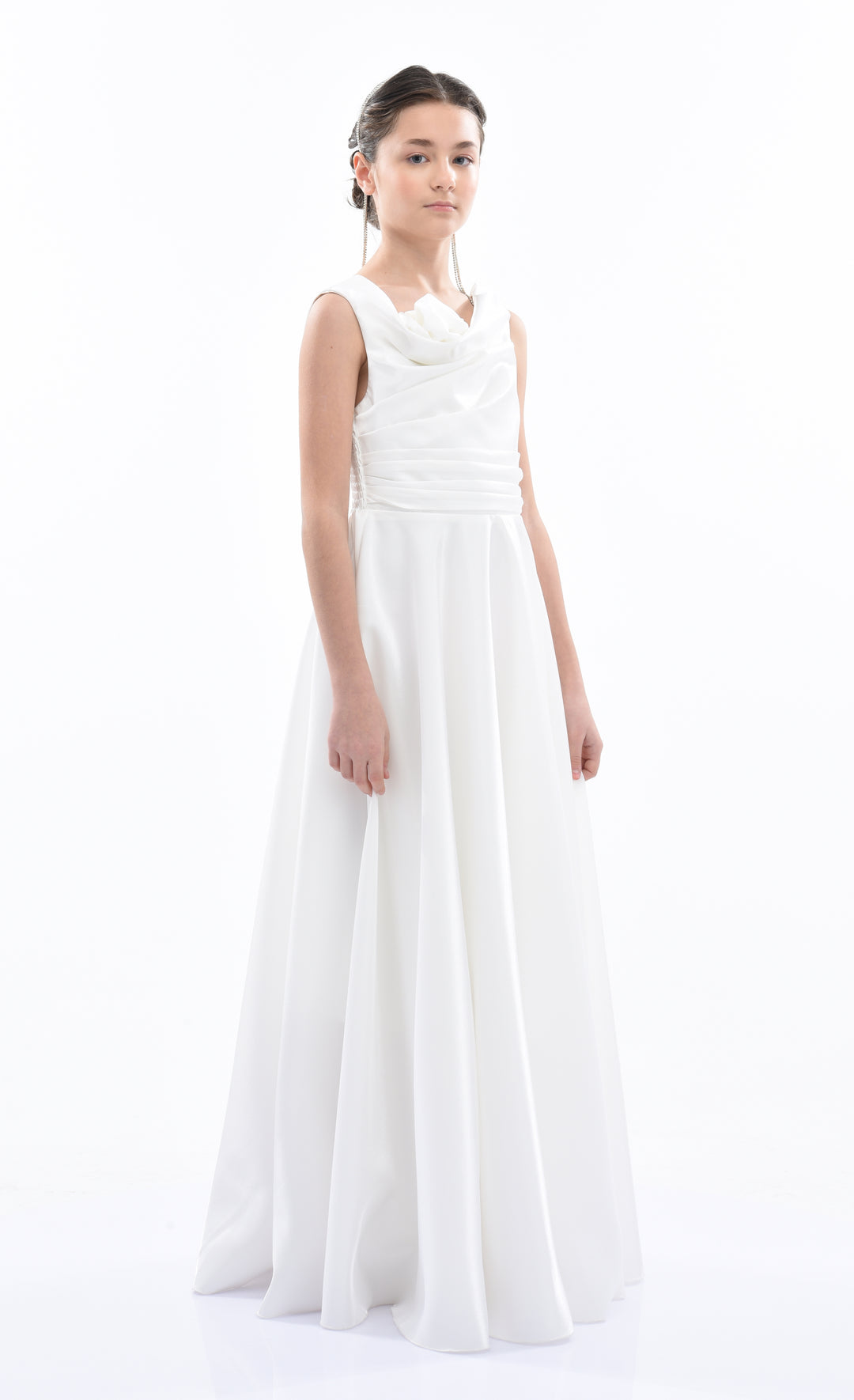 White Lenelle Rose Applique Gown