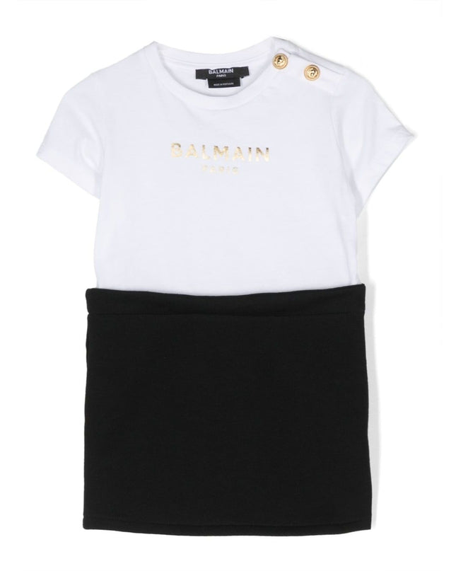 Balmain-SS Text Logo Dress-BS1061-Z0001-930OR-Blk Gold