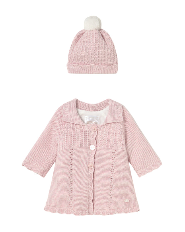 Mayoral Newborn Girl Knit Coat with Hood