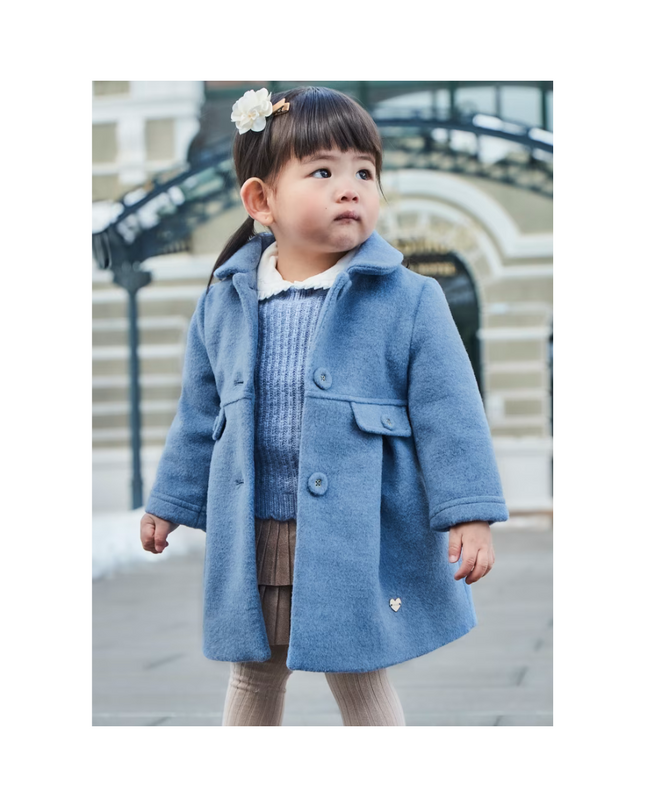 Kids Atelier-Mayoral-Baby Wool Coat Ocean