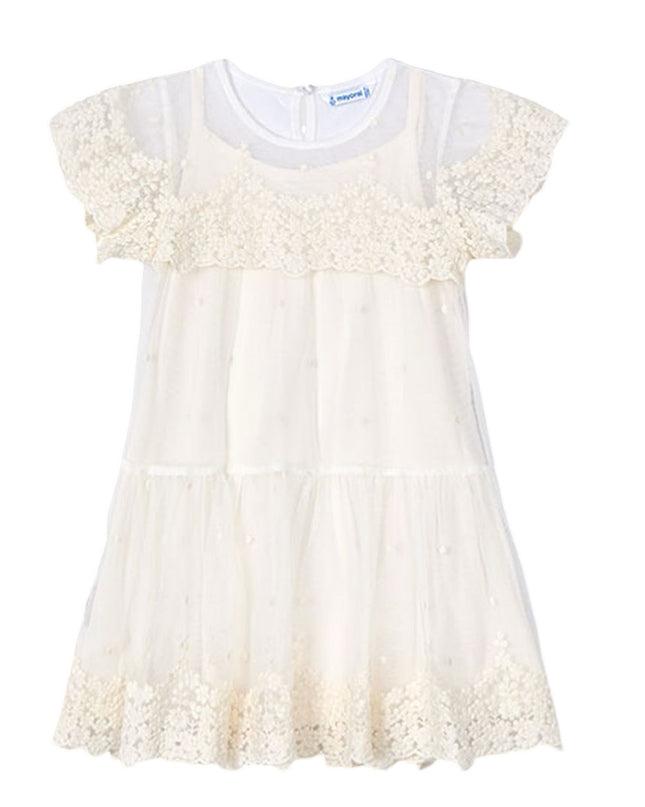 Kids Atelier-Mayoral-Champagne Embroidery Dress