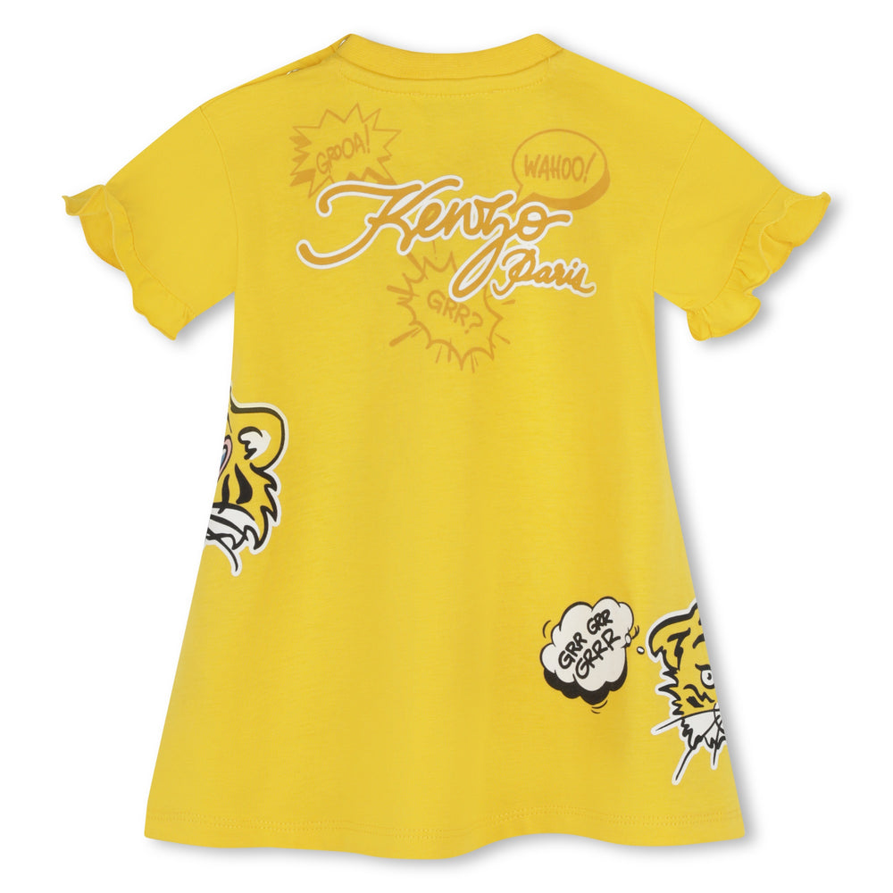 kenzo-k60116-536-bg-Yellow Organic Cotton Tiger Dress