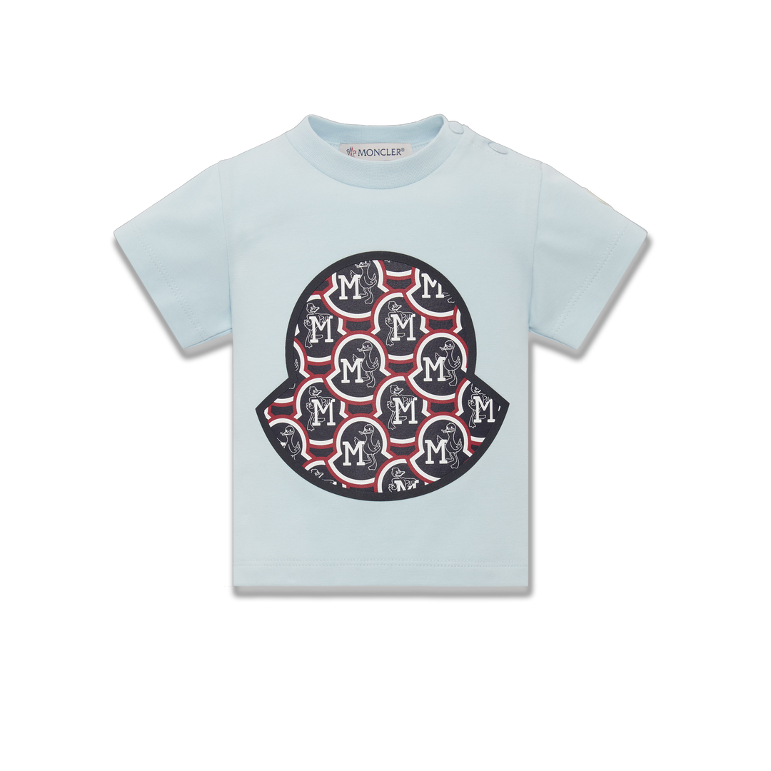 moncler-j1-951-8c000-03-8790n-70c-Pastel Blue Graphic Logo T-shirt in Cotton
