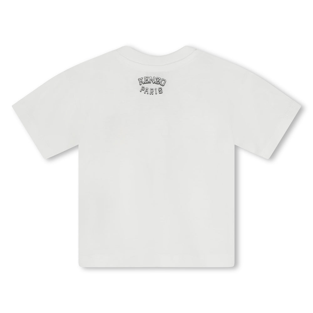 kenzo-k60100-12p-bg-Ivory Varsity Tiger Cotton T-Shirt