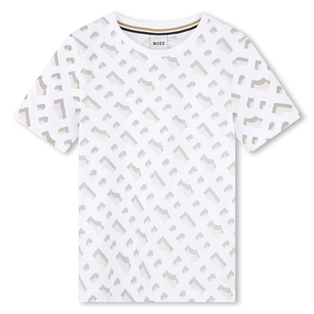 boss-j50731-10p-kb-White Monogram Pattern T-Shirt