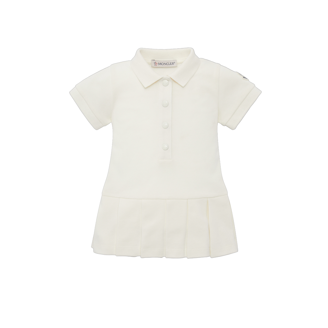 moncler-j1-951-8i000-01-8496f-034-White Enfant Logo Patch Pleated Dress