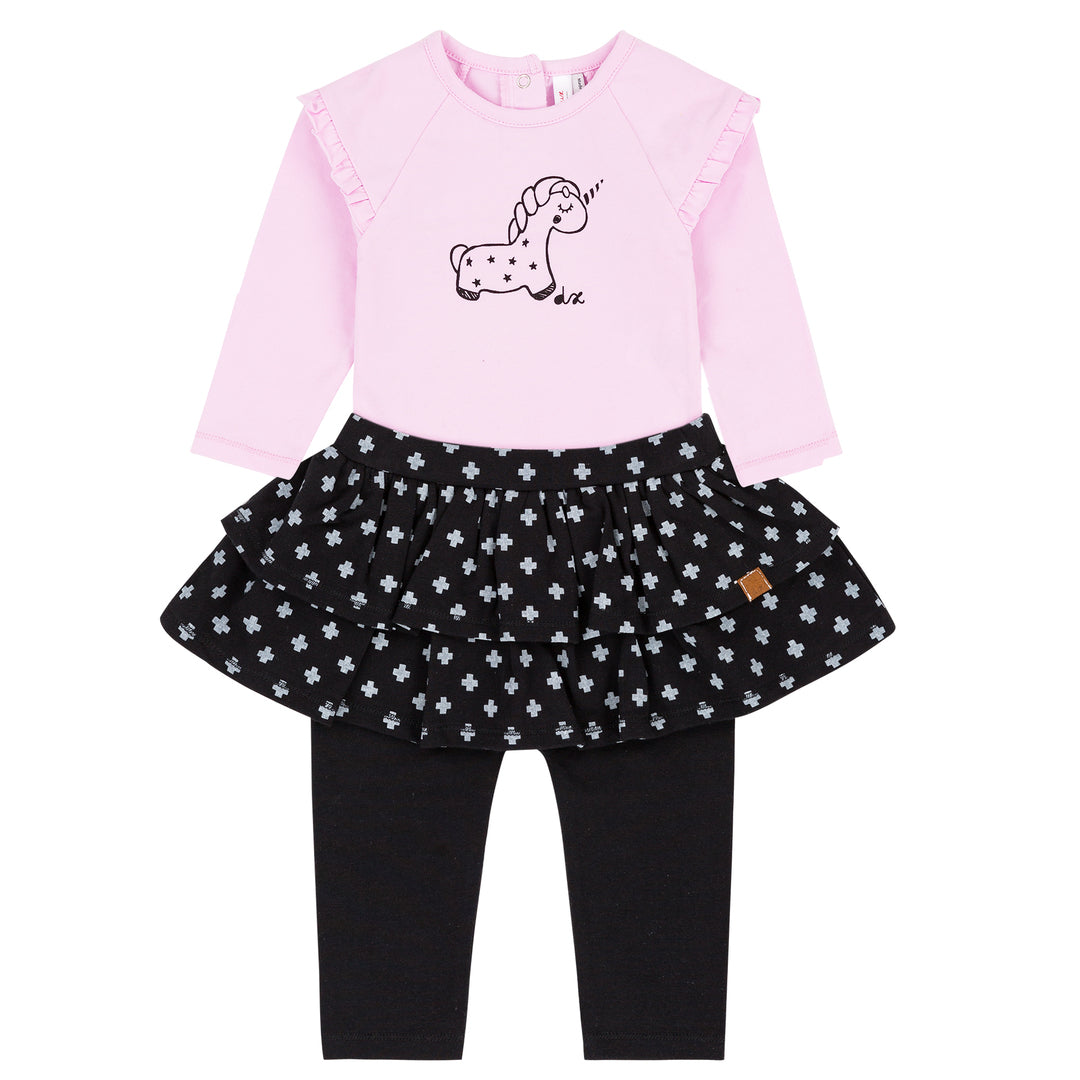 Deux Par Deux Pink Unicorn Bodysuit & Pant Set-Outfits-Deux Par Deux-kids atelier