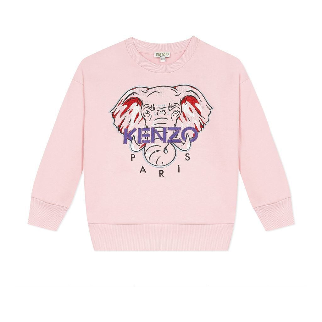 kenzo-kr15058-32-Elephant Logo Pink Sweatshirt