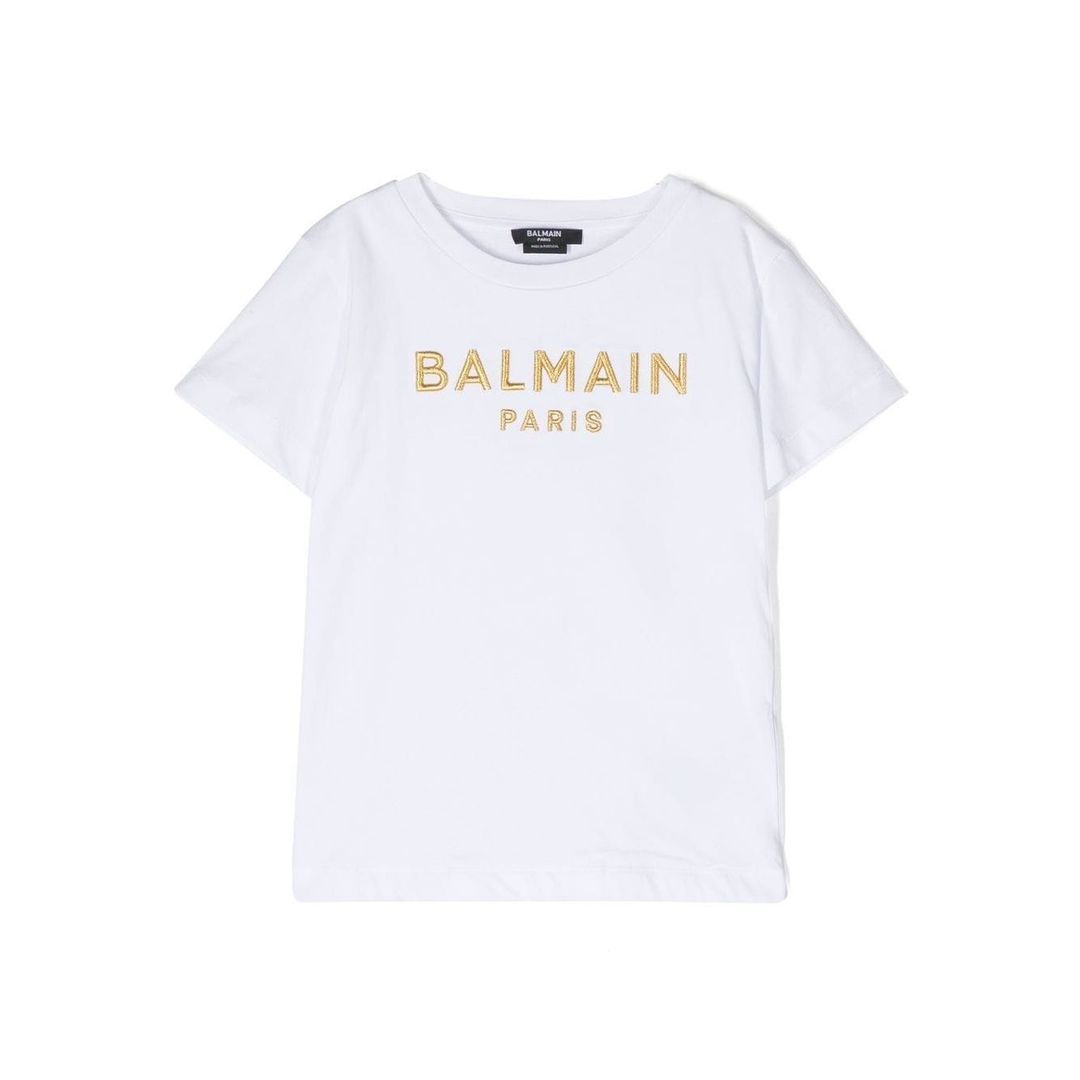 balmain-White Logo T-Shirt-bs8b31-z0082-100or