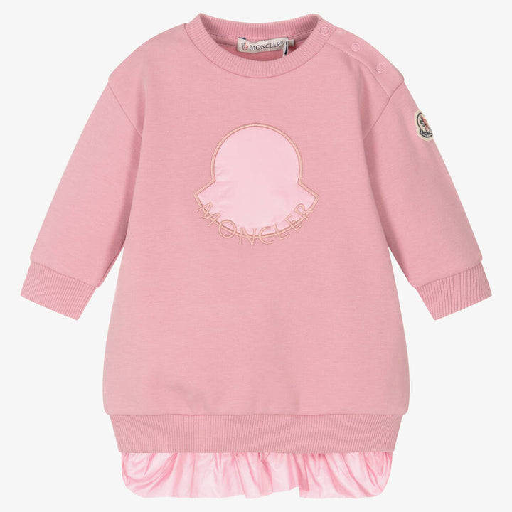 moncler-Pink Cotton Sweatshirt Dress-i2-951-8i000-06-89a23-527