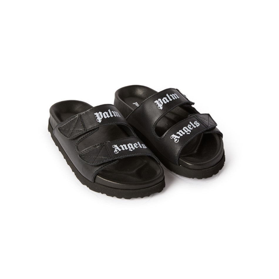 palm-angels-pbih001c99lea0011001-Black Print Double Strap Sandals