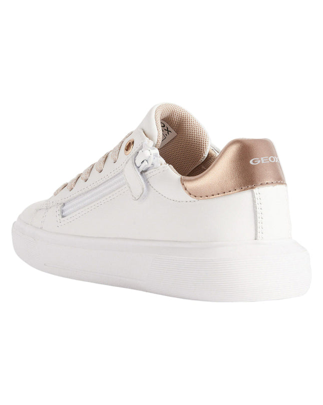 Kids Atelier-Geox-White Nettuno Rose Gold Tab Sneakers