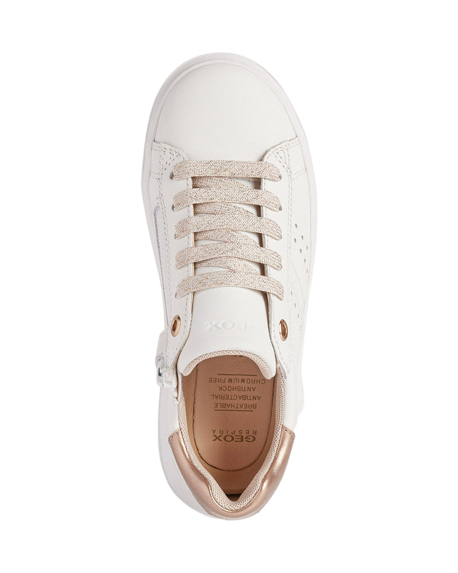 Kids Atelier-Geox-White Nettuno Rose Gold Tab Sneakers