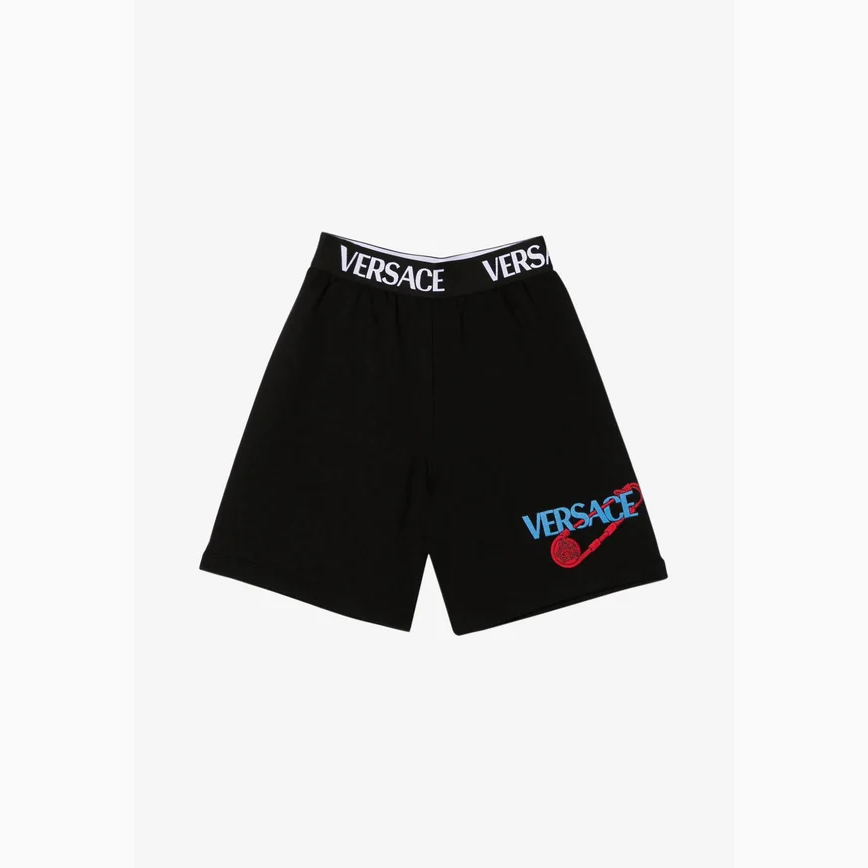 versace-Black Logo Shorts-1000124-1a04716-2b070