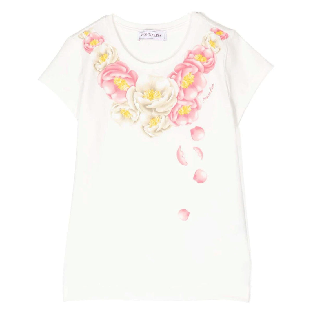 monnalisa-Ivory Cotton Floral T-Shirt-11b607np-2201-0001