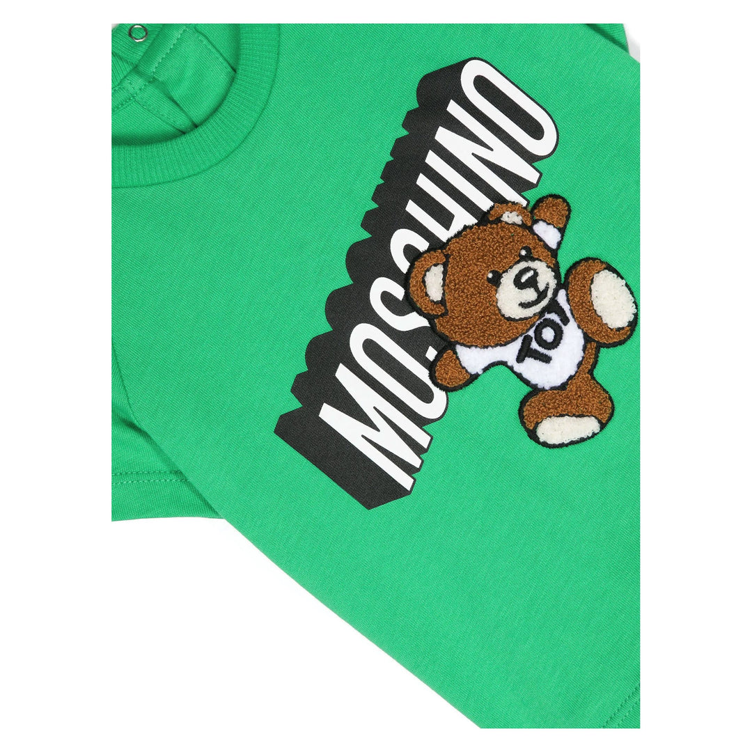 moschino-Green Cotton Teddy Bear T-Shirt-mum03q-laa01-303221