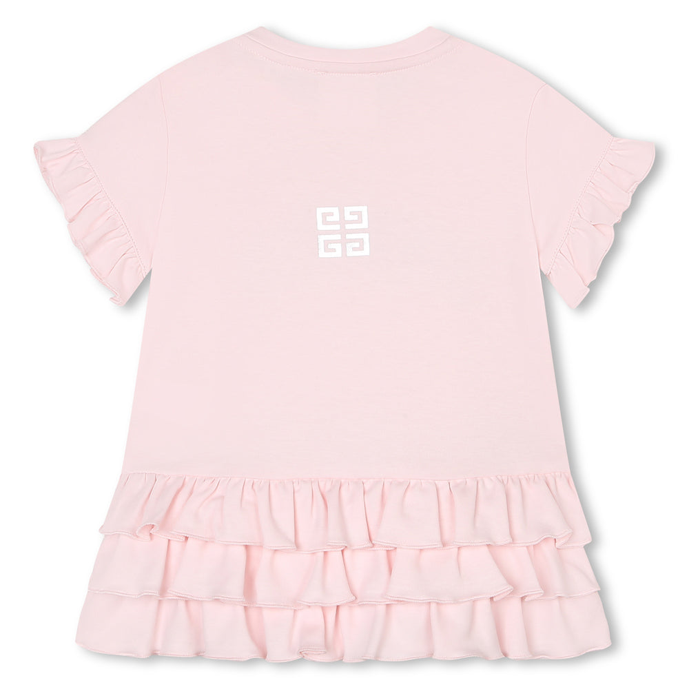 givenchy-h02106-44z-Pink Logo Short Dress With Ruffles