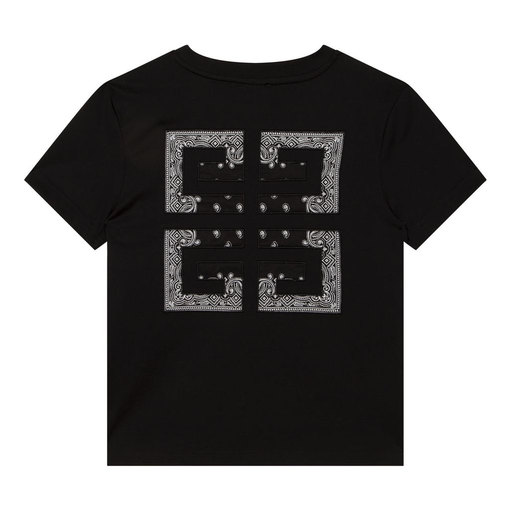 givenchy-h25382-09b-Black Embroidered Cotton Jersey T-Shirt