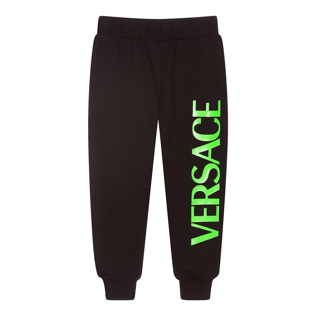 versace-Black & Green Logo Print Sweatpants-1002581-1a01890-2b080