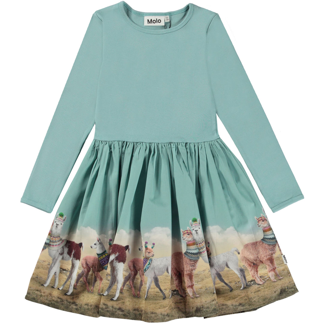 molo-Blue Cotton Llama Print Dress-2w23e228-3394