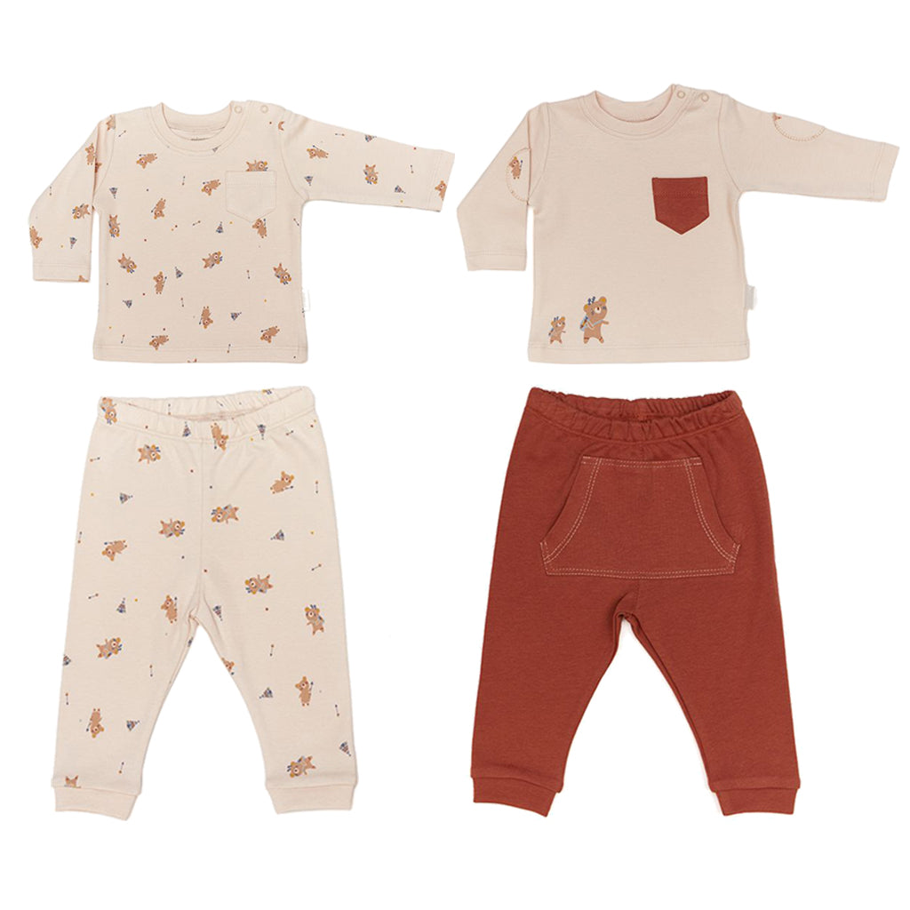 Beige Bear Camp 2pc Outfit Set