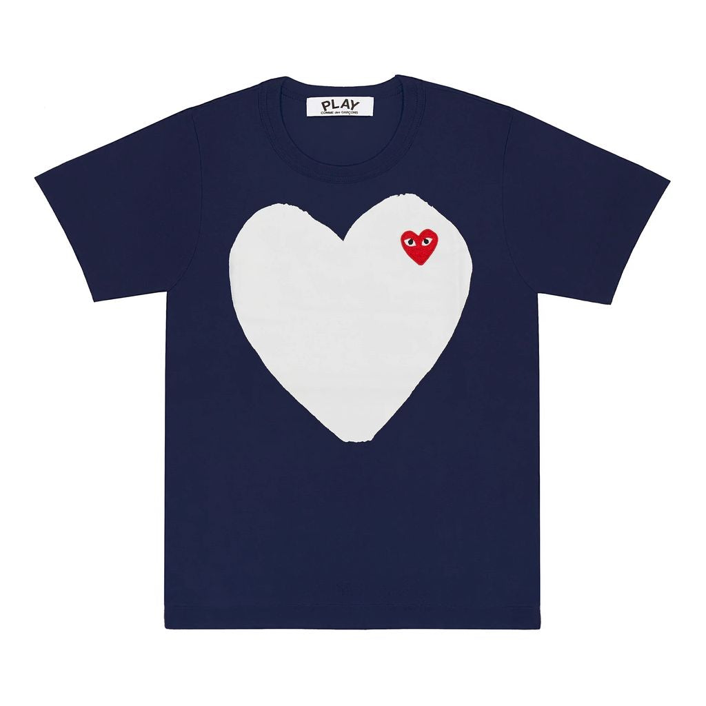 comme-des-garcons-Navy Heart Print T-Shirt-az-t183-051-1
