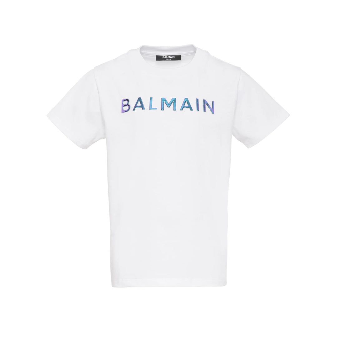 balmain-White Logo T-Shirts-bs8r11-z0082-100tu