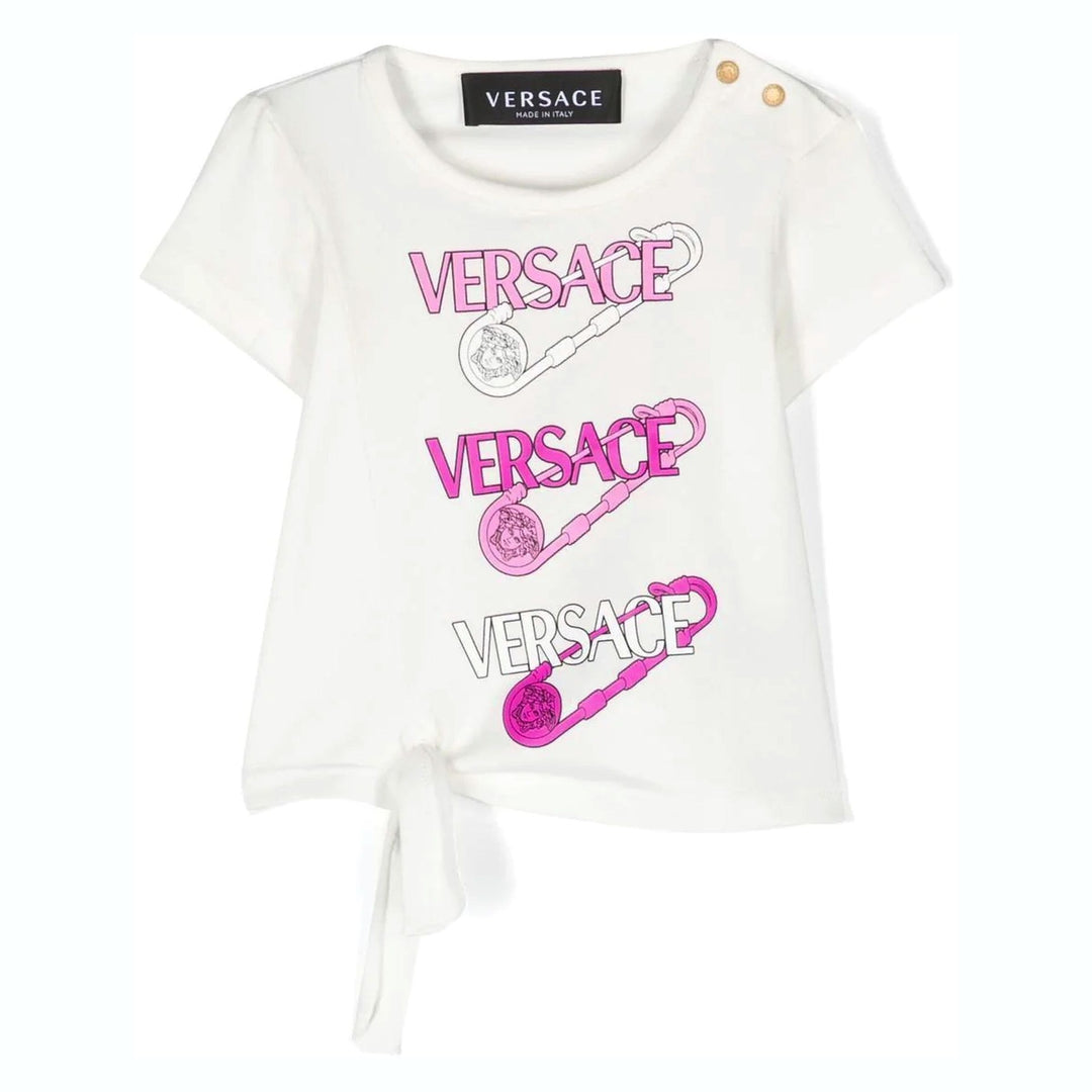 versace-1009113-1a06482-2w070-White Graphic Logo Print T-Shirt