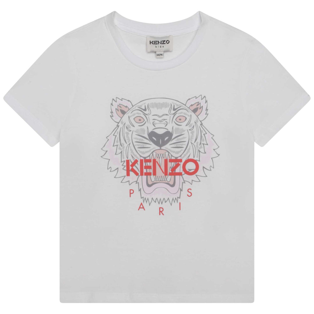 kenzo-k15662-10b-White Tiger Logo T-Shirt