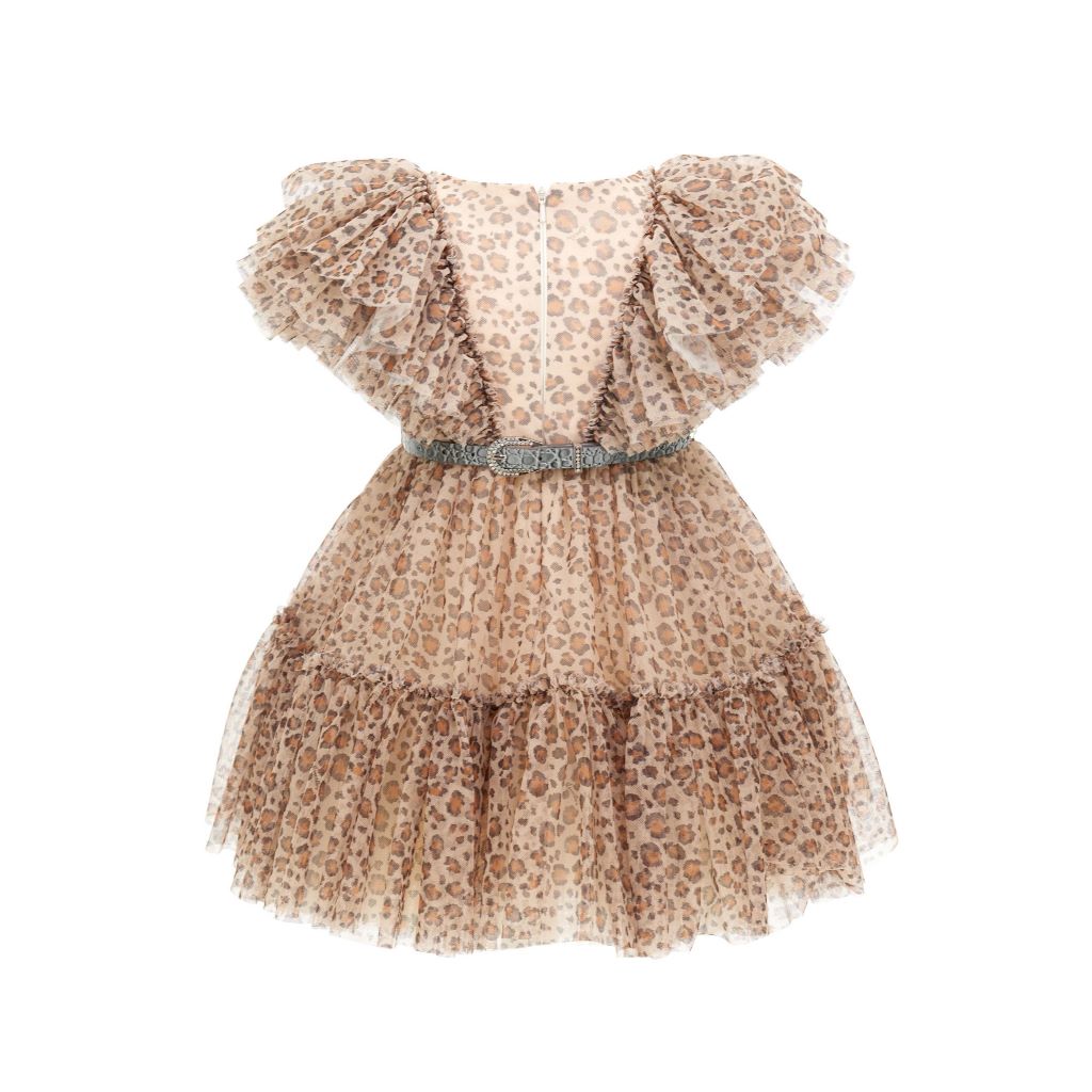 monnalisa-Beige Leopard Print Tulle Dress-110906-0630-0080_kids atelier