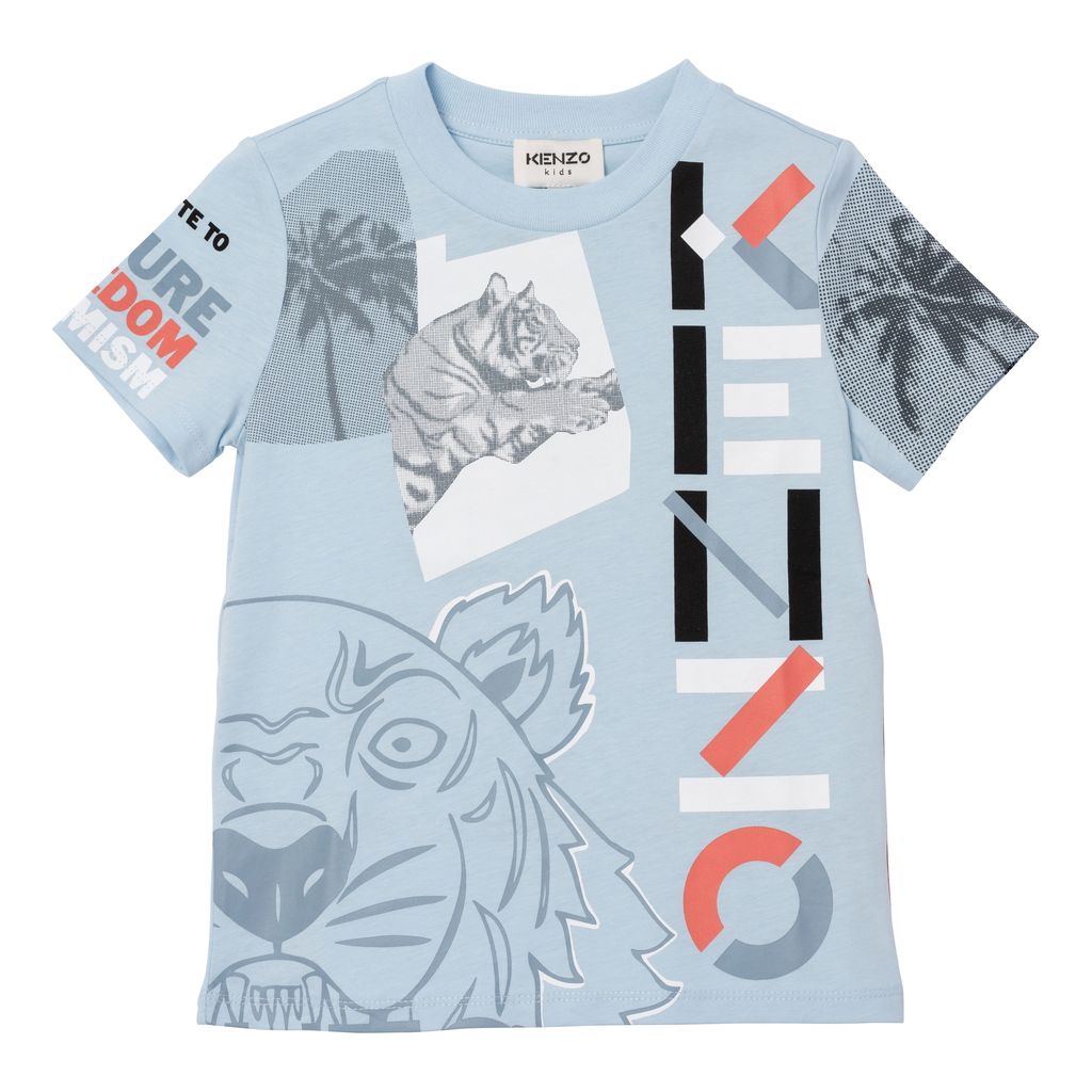 kenzo-Pale Blue Logo T-Shirt-k25645-77n