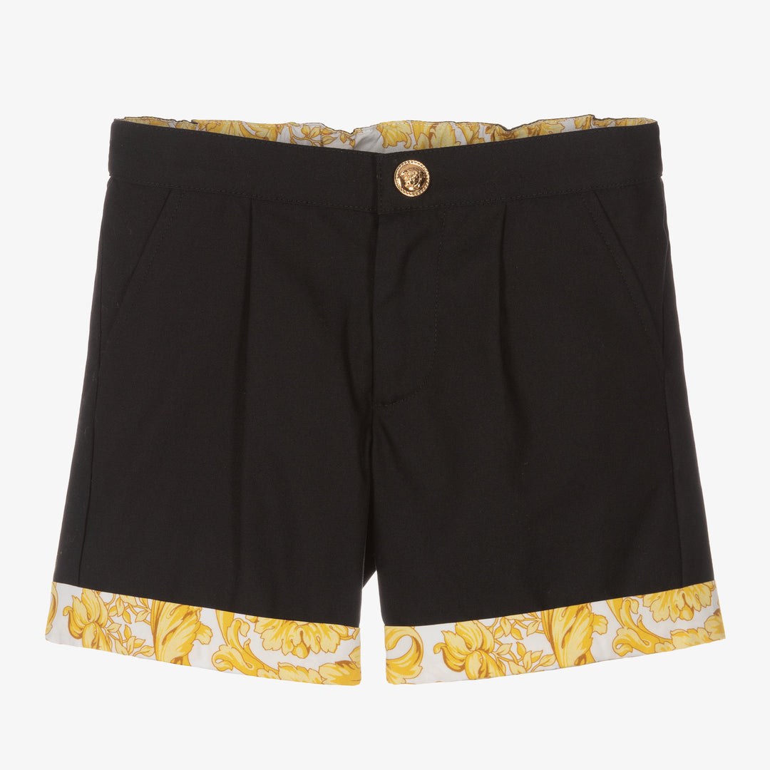 versace-1003040-1a02158-6b160-Black Barocco Shorts