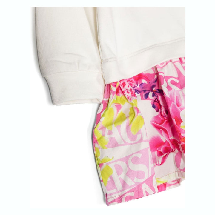 versace-1004900-1a06559-6w870-White & Pink Logo Dress