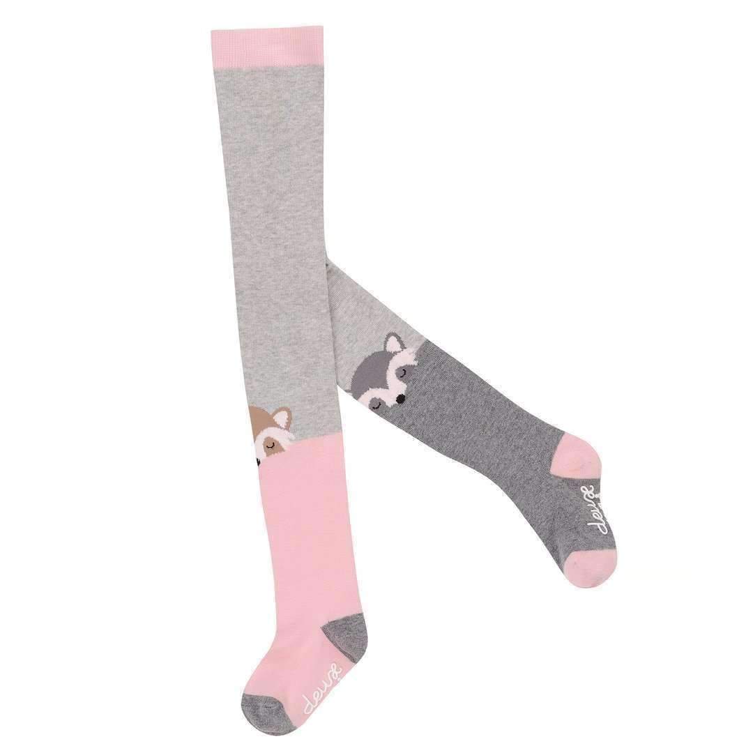 Pink & Gray Raccoon Tights-Accessories-Deux Par Deux-kids atelier