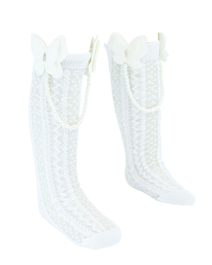 Butterfly Lace Pearl Link Socks