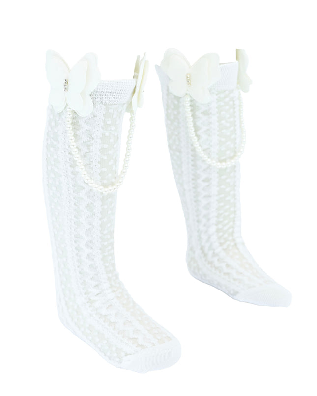 Butterfly Lace Pearl Link Socks