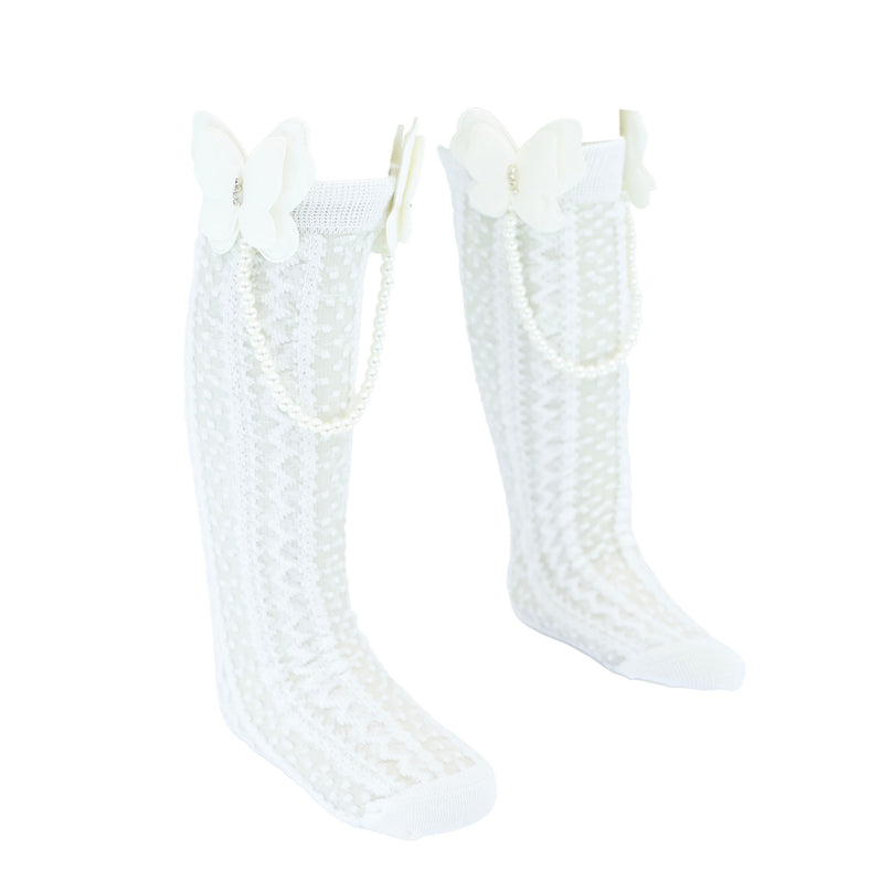 Butterfly Lace Pearl Link Socks
