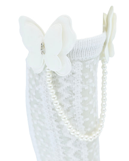Butterfly Lace Pearl Link Socks