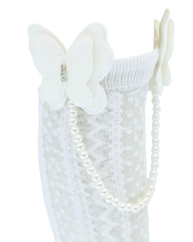 Butterfly Lace Pearl Link Socks