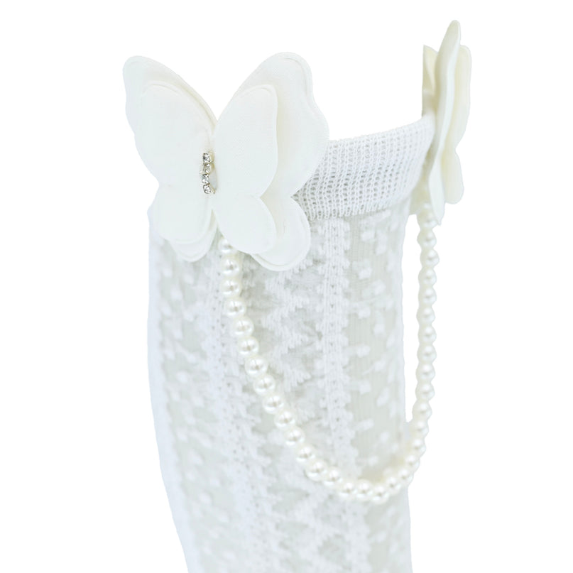 Butterfly Lace Pearl Link Socks