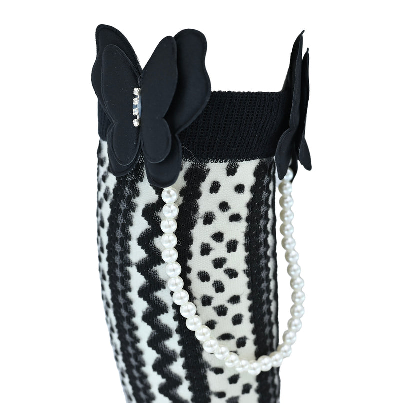 Butterfly Lace Pearl Link Socks