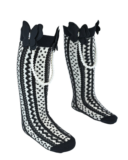 Butterfly Lace Pearl Link Socks