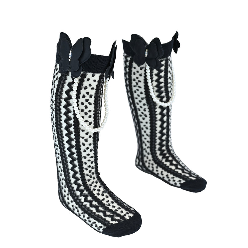 Butterfly Lace Pearl Link Socks