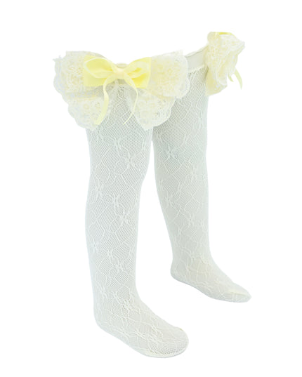 Embroidered Ribbon Bow Long Socks