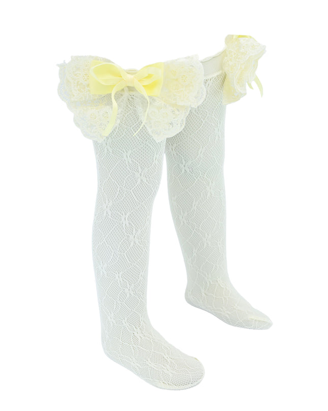 Embroidered Ribbon Bow Long Socks