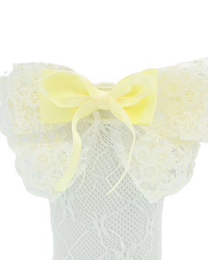 Embroidered Ribbon Bow Long Socks