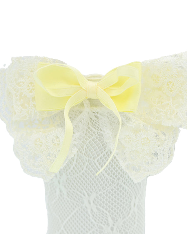 Embroidered Ribbon Bow Long Socks