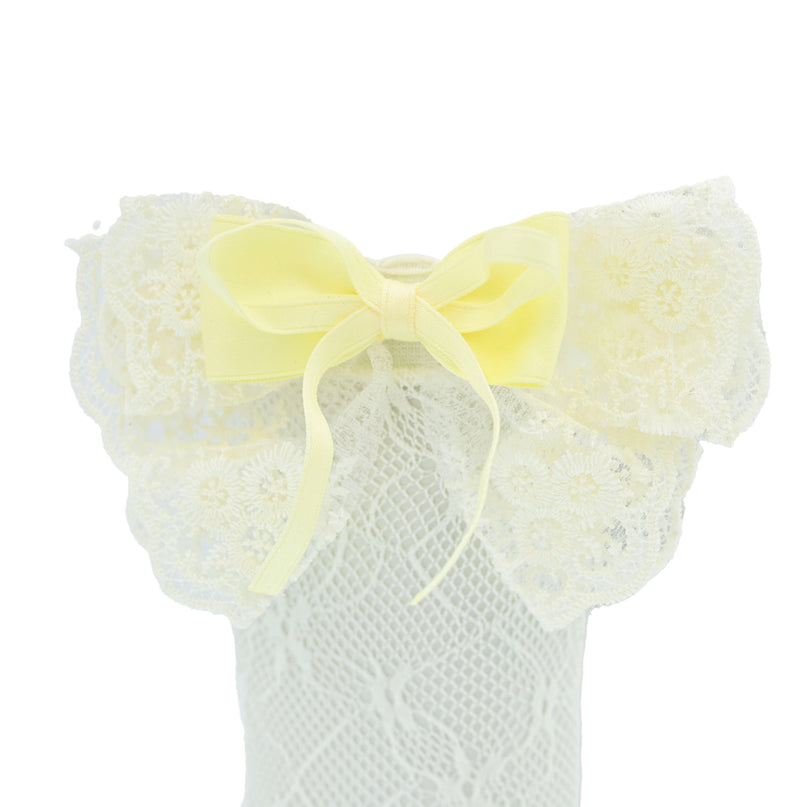 Embroidered Ribbon Bow Long Socks