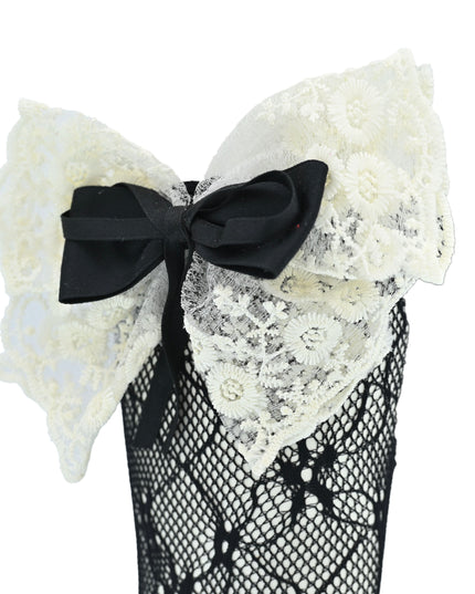 Embroidered Ribbon Bow Long Socks